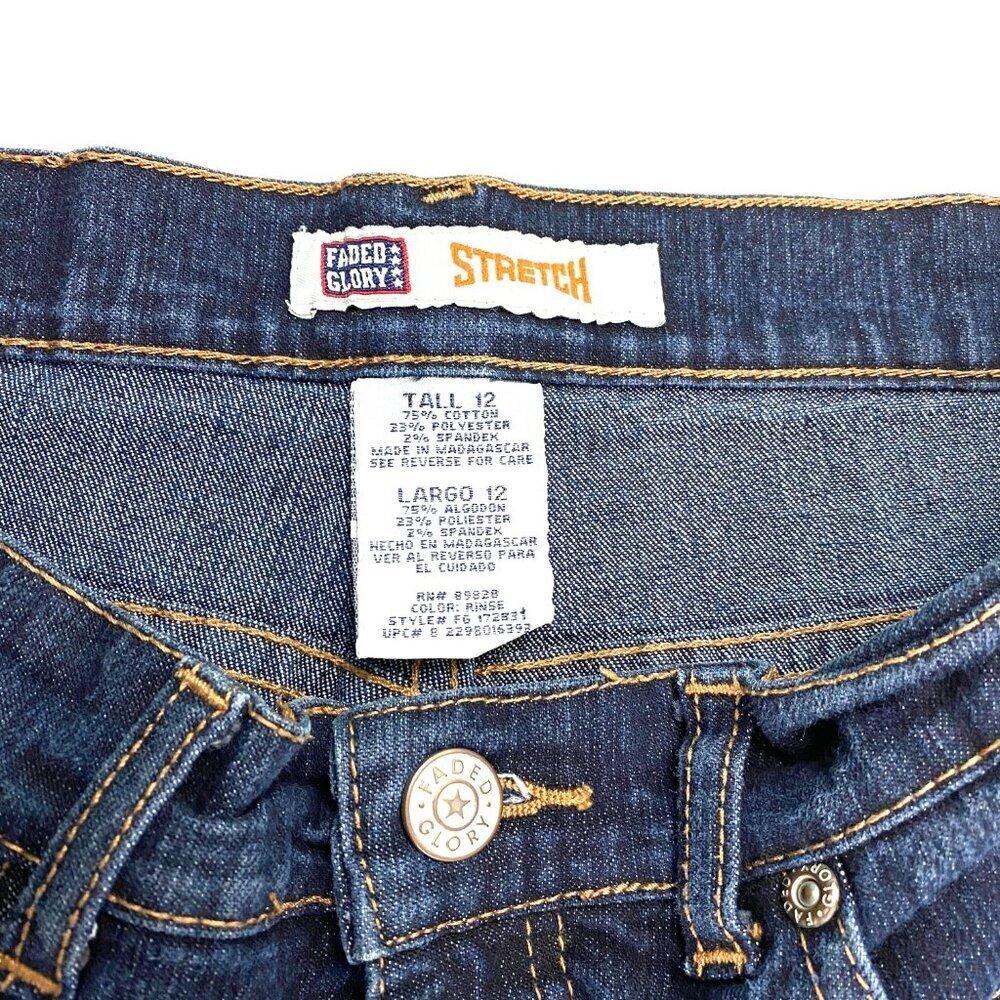 Faded Glory Skinny Women's size 12 Long Dark Wash BLue‎ Denim Jeans - Picture 3 of 3